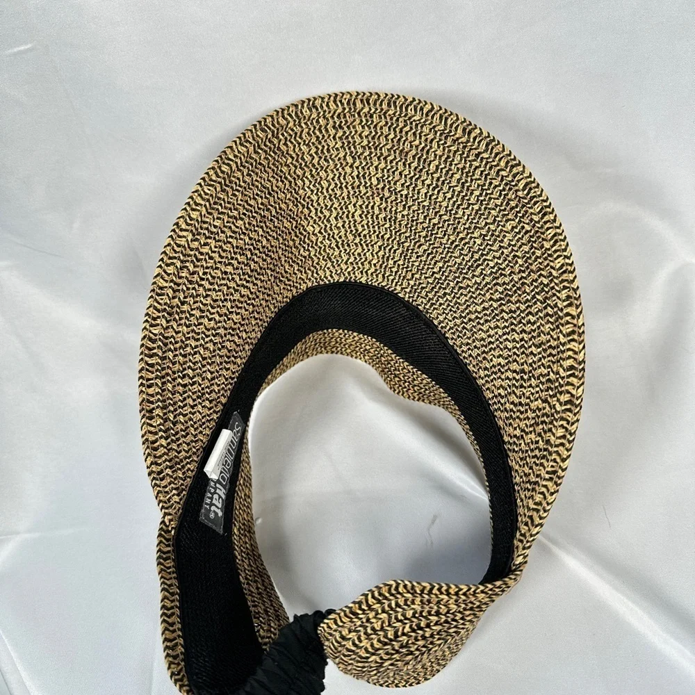 San Diego Hat Company Wide Brim Paper Braid Visor One Size Tan Black